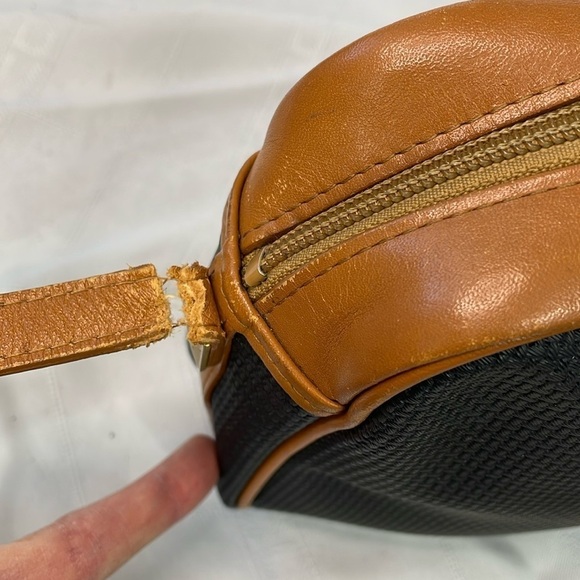 Vintage Yves Saint Laurent Small Canvas Crossbody Bag Leather Trim Black Brown - Picture 8 of 17